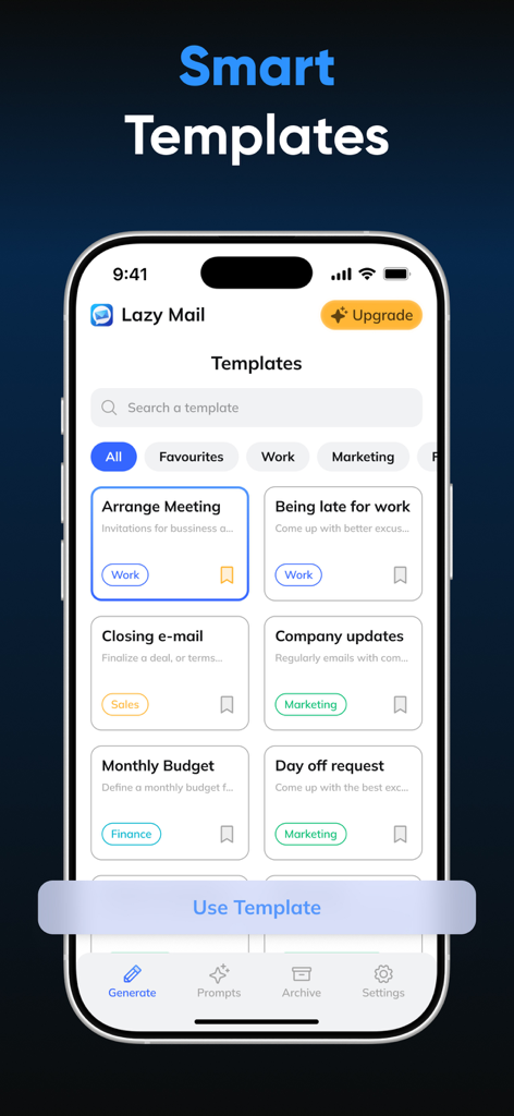AI Email Writer: Lazy Mail - Smart email templates for business and personal use in the Lazy Mail app