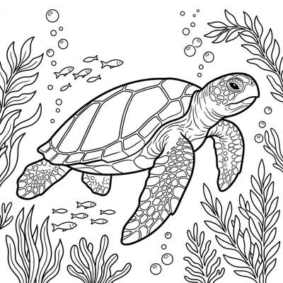 Explore the wonders of the ocean with this charming flatback sea turtle coloring page, specially designed for young marine enthusiasts. Kids will love bringing this unique sea creature and its underwater world to life with their favorite colors.