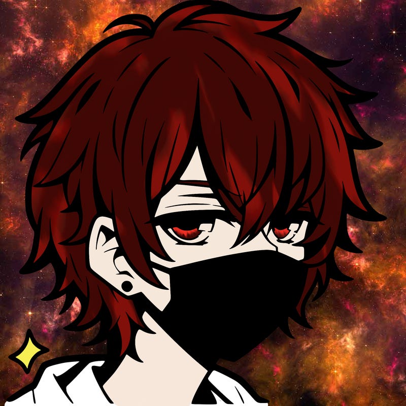 manga emo boy with hair covering one eye with a mask over his mouth