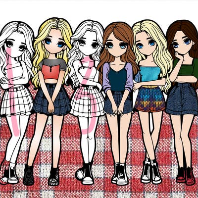 a group of girls realistic