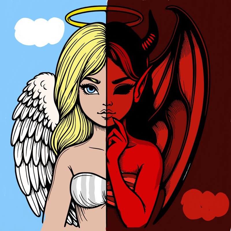 realistic angel half demon