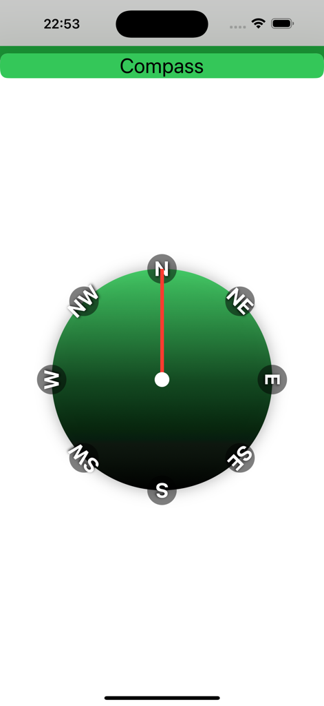 Digital compass interface in the Garden Feng-Shui app for garden orientation
