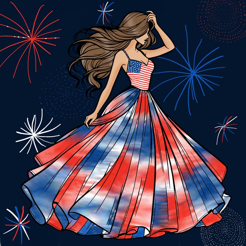 realistic woman with dress flowing in the wind