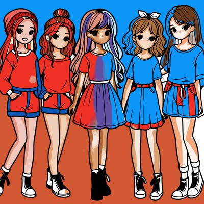 a group of five girls