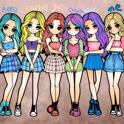 a group of girls realistic