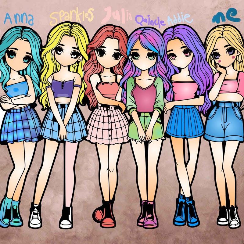 a group of girls realistic