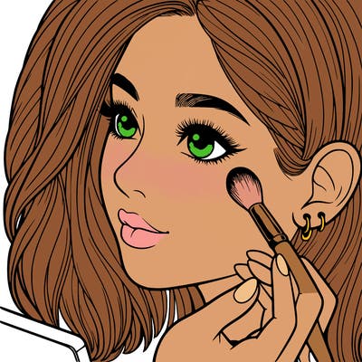 a realistic girl doing her makeup