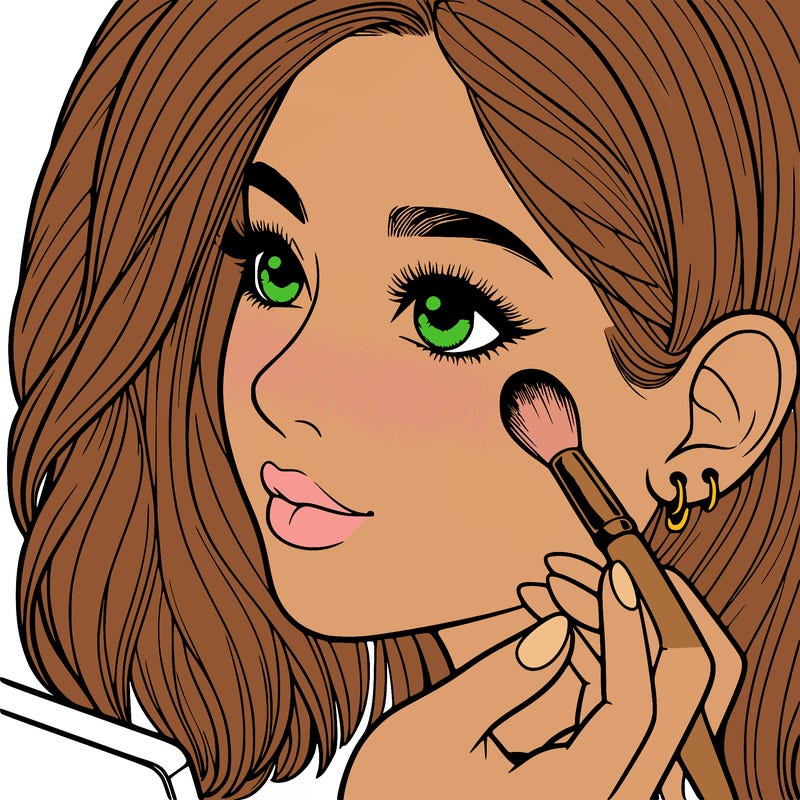 a realistic girl doing her makeup