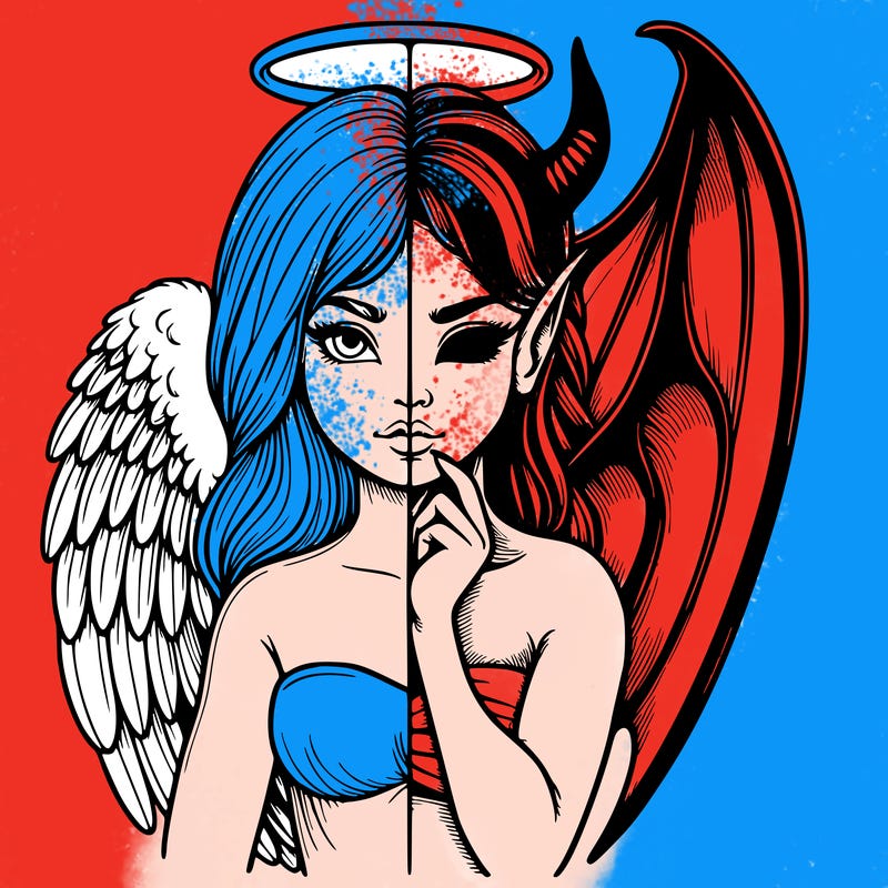 realistic angel half demon