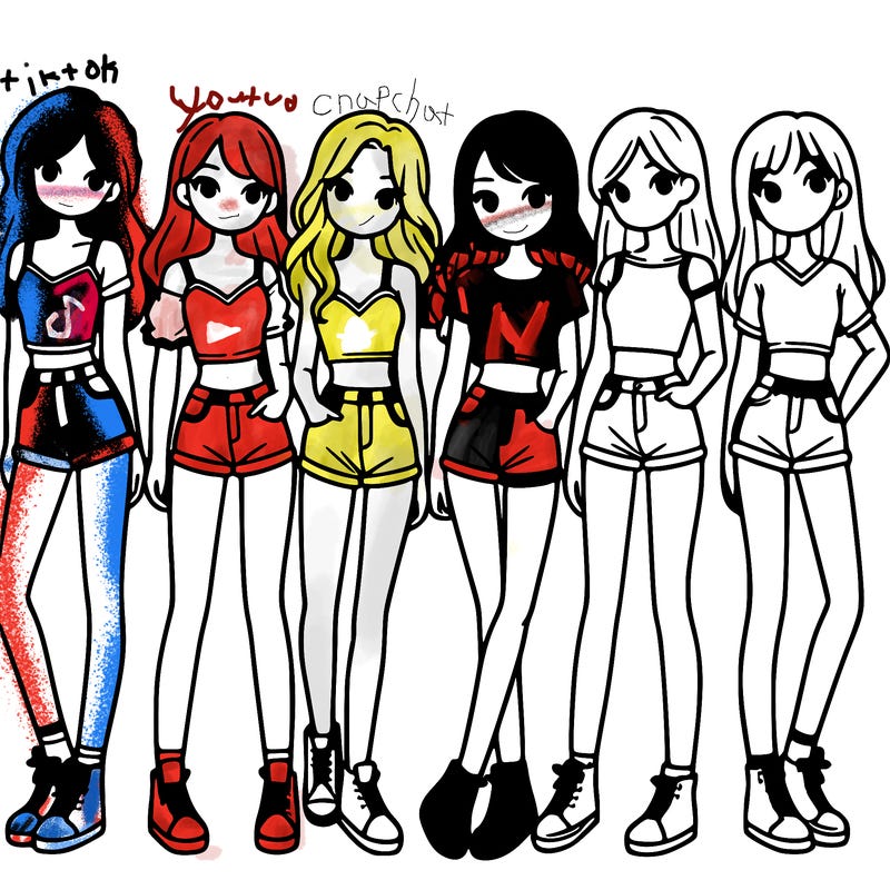 a group of girls wearing crop tops and shorts