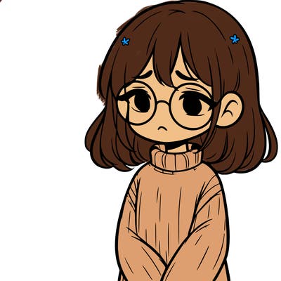 sad girl with glasses in a sweater