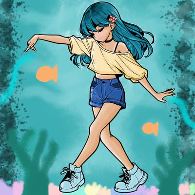 realistic girl danceing