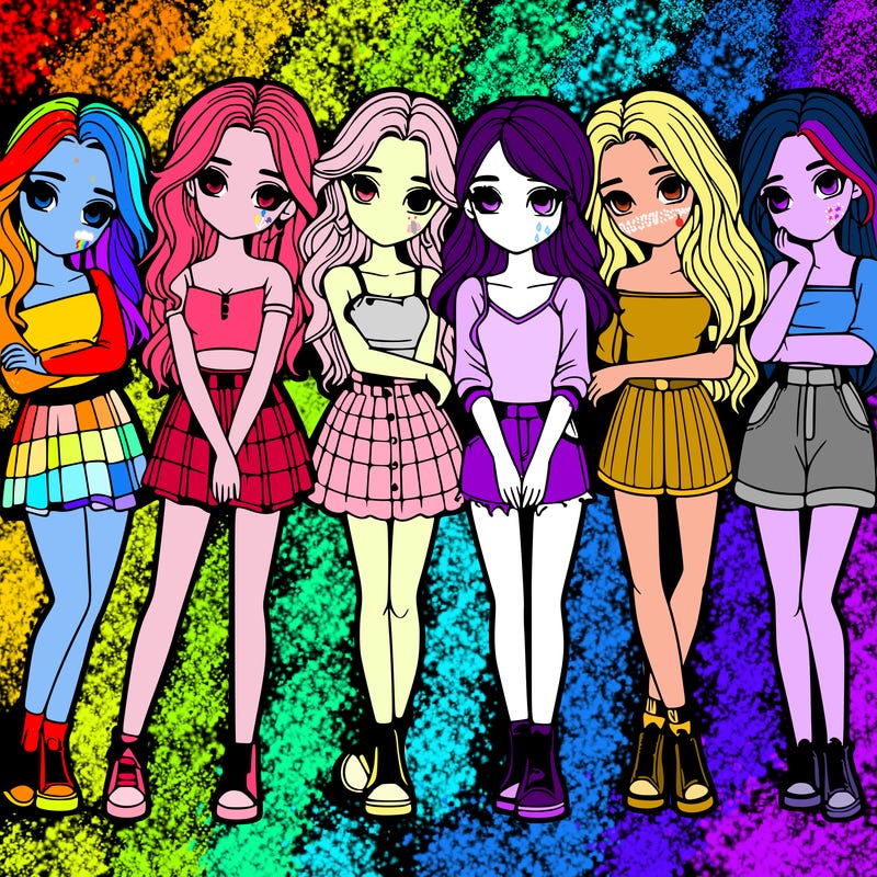 a group of girls realistic