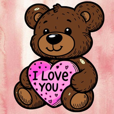 teddy bear holding an i love you heart