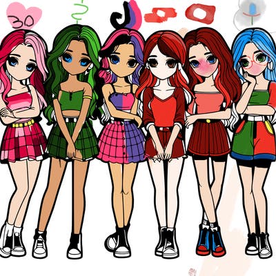 a group of girls realistic