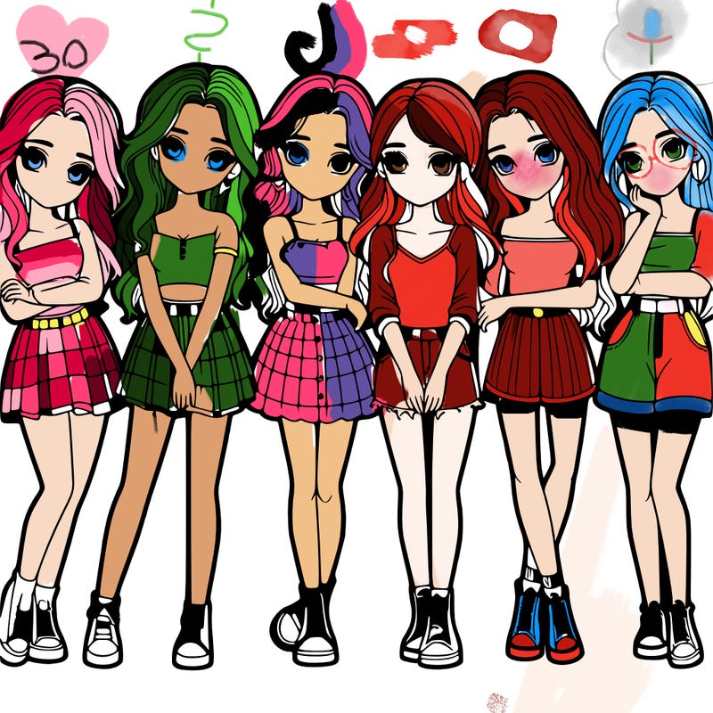 a group of girls realistic
