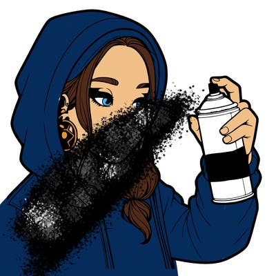 a realistic girl, spray painting