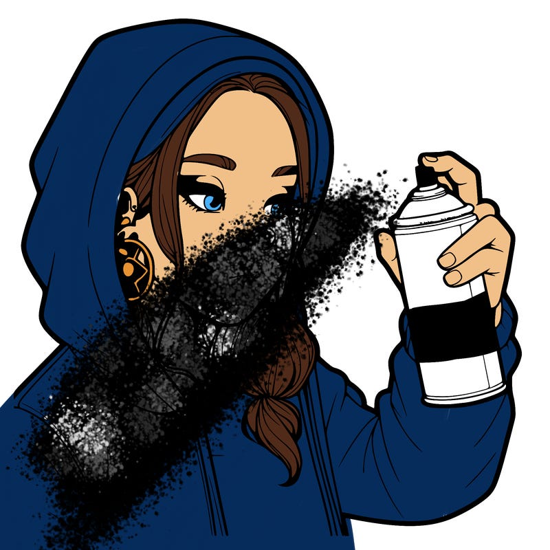 a realistic girl, spray painting