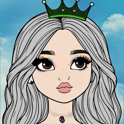 a realistic girl with a crown on