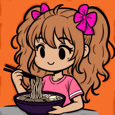 a girl eating ramen