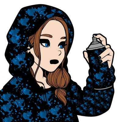 a realistic girl, spray painting