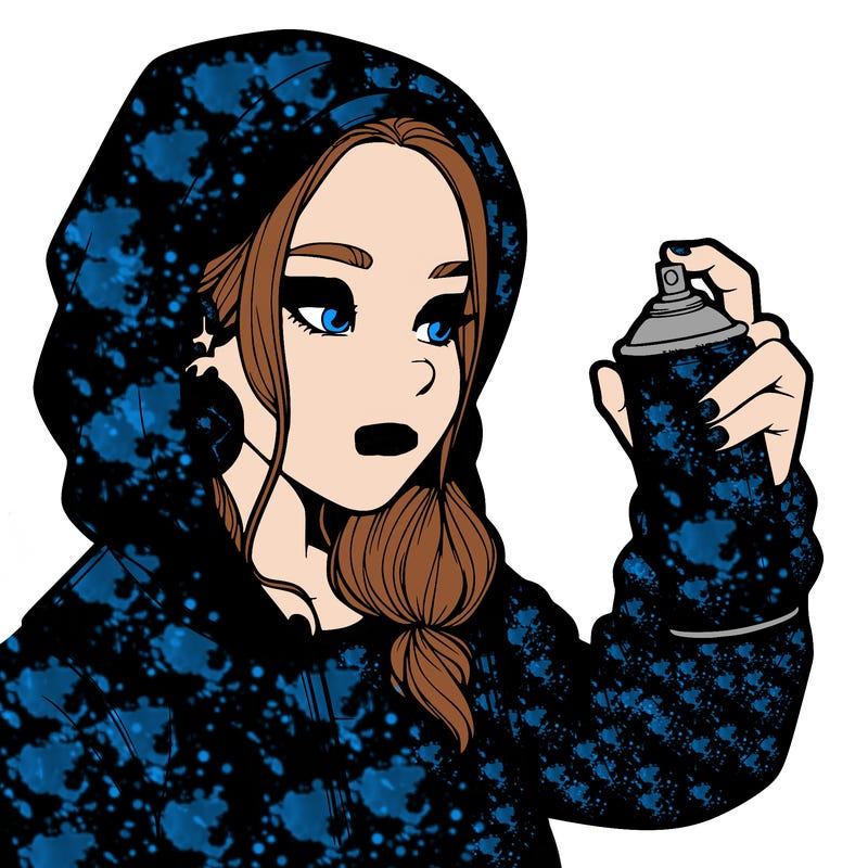 a realistic girl, spray painting