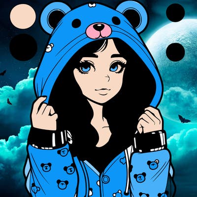 realistic girl in a animal pjs hoodie