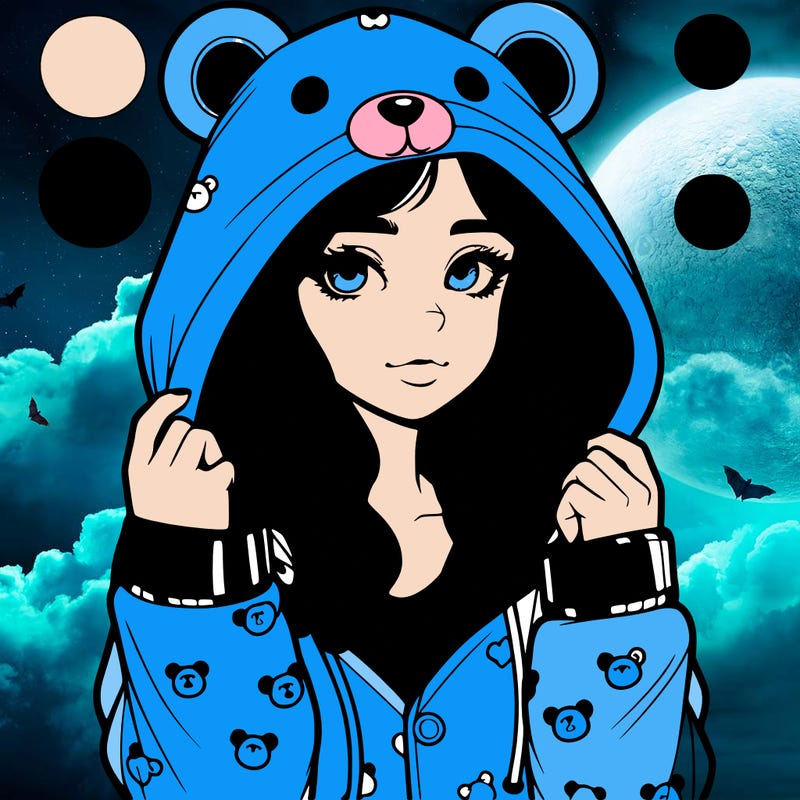 realistic girl in a animal pjs hoodie