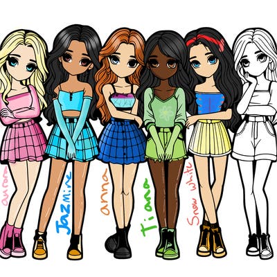 a group of girls realistic