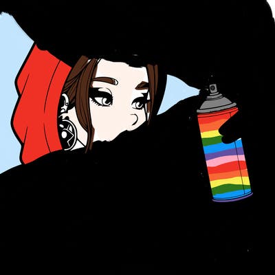 a realistic girl, spray painting