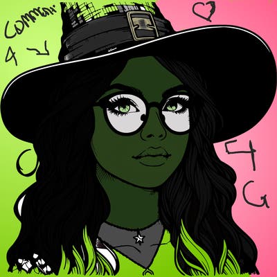 a witch with glasses realistic