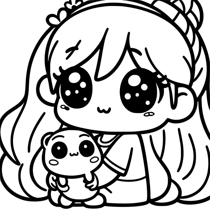 cute girl holding a cute froggy