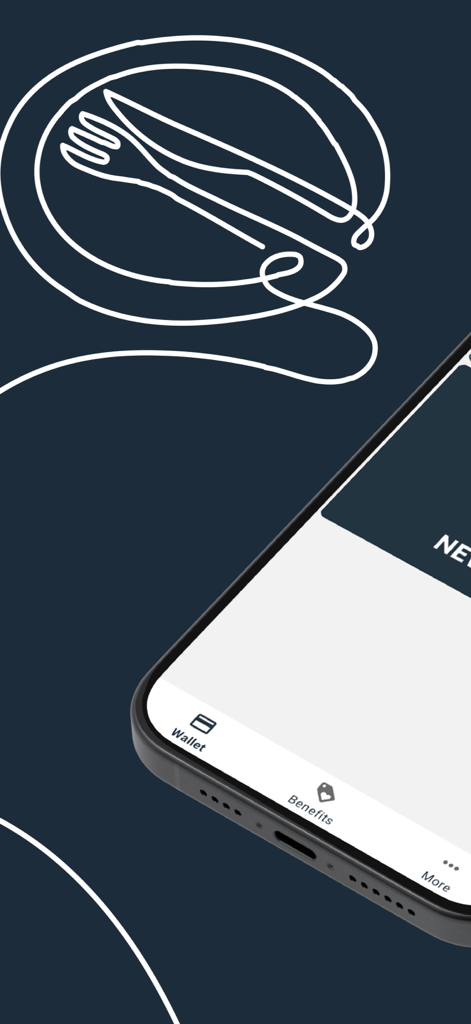 Lunch-Check - Smartphone displaying the Lunch-Check app interface with a fork and knife illustration