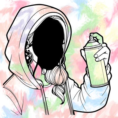 a realistic girl, spray painting