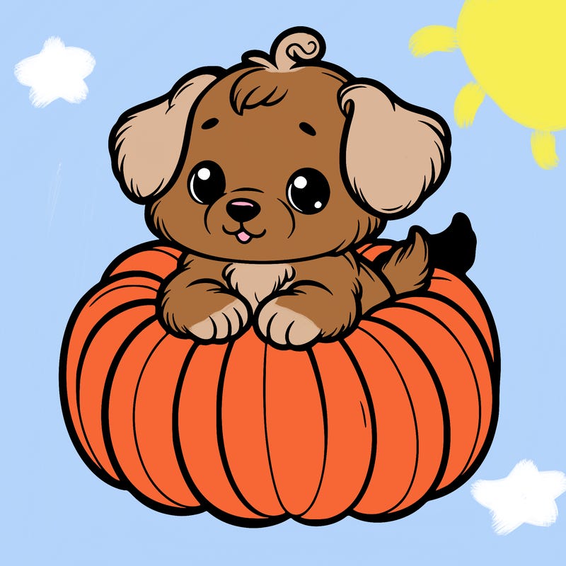 cute little puppy in a pumpkin