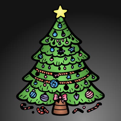 christmas tree with lots of details