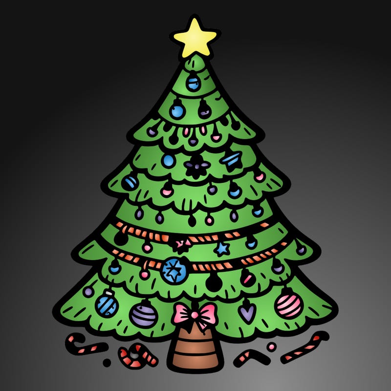 christmas tree with lots of details
