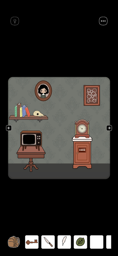 Escape From Benjamin's Room - Hand drawn escape room scene featuring a vintage television clock and inventory items