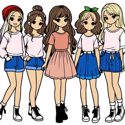 a group of five girls