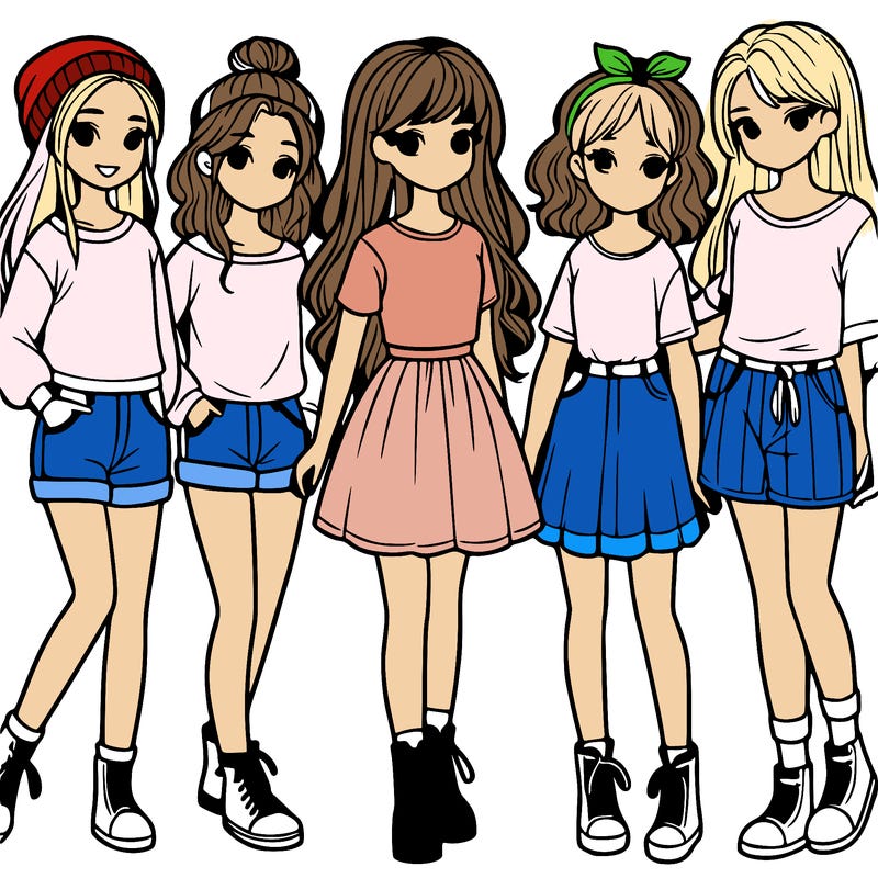 a group of five girls