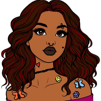 realistic girl with wavy hair and lips