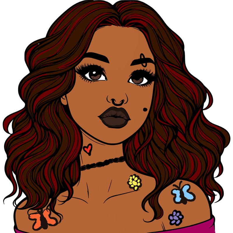 realistic girl with wavy hair and lips