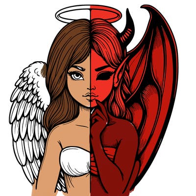 realistic angel half demon