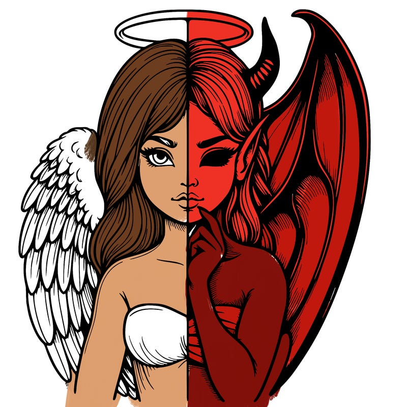 realistic angel half demon