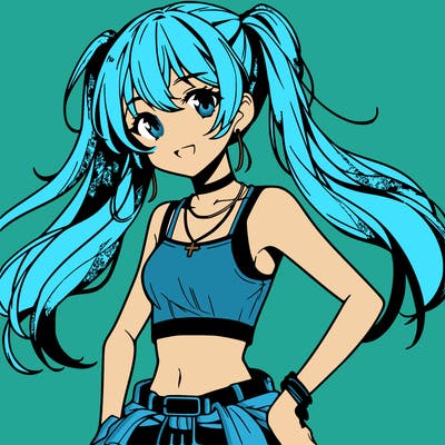 anime girl wearing crop top