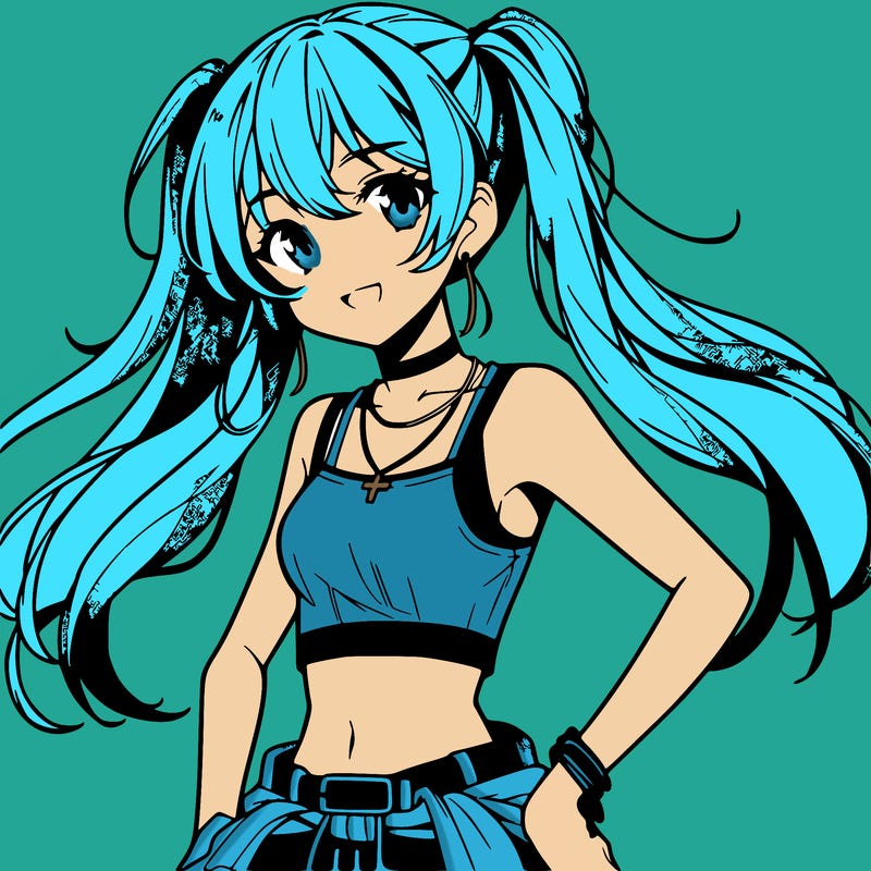anime girl wearing crop top
