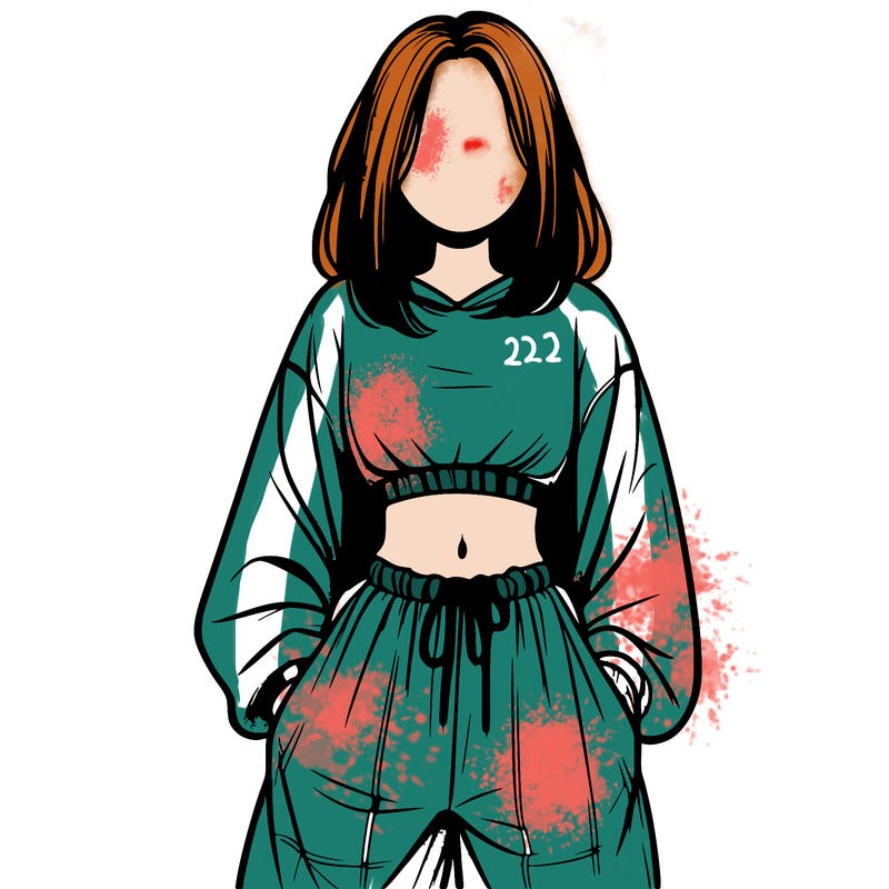 realistic girl faceless with baggy pants and a crop top