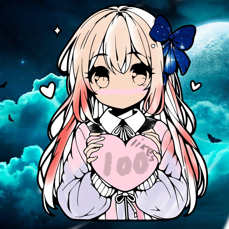 anime girl holding a heart balloon