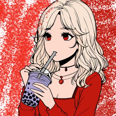 realistic girl drinking boba tea