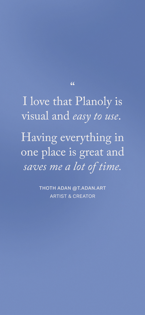 Planoly: Social Media Planner - Planolyを「視覚的で使いやすい」と説明するアーティストからのユーザーの声。